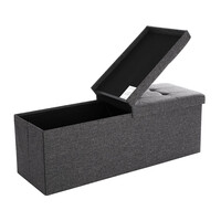 Πτυσσόμενο Σκαμπό με Αποθηκευτικό Χώρο 110 x 38 x 38 cm Χρώματος Σκούρο Γκρι Songmics LSF76GYZ