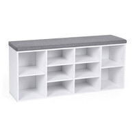 Πάγκος Αποθήκευσης Παπουτσιών με Μαξιλάρι και 10 Διαμερίσματα 104 x 30 x 48 cm Χρώματος Λευκό VASAGLE LHS10WT