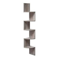 Γωνιακή Ξύλινη Ραφιέρα με 5 Ράφια 20 x 20 x 127.5 cm Χρώματος Γκρι VASAGLE LBC020M01