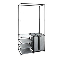 Μεταλλική Κρεμάστρα Δαπέδου με 4 Υφασμάτινα Ράφια και 2 Καλάθια Απλύτων 87 x 43.5 x 163.5 cm JE CHERCHE UNE IDEE RG6380