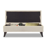 Ξύλινο Ταμπουρέ με Αποθηκευτικό Χώρο 85 x 45 x 40 cm Χρώματος Μπεζ Bakaji 02814610