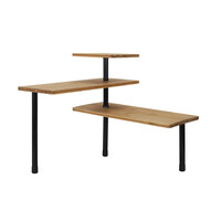 Ξύλινο Αρθρωτό Γωνιακό Ράφι Οργάνωσης Κουζίνας 3 Επιπέδων με 4 Γάντζους 43 x 43 x 38 cm Cook Concept KB5843