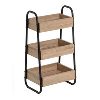 Μεταλλική Ραφιέρα με 3 Ξύλινα Ράφια 41 x 30 x 77 cm Bakaji 02839902