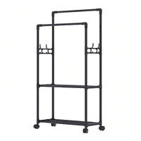 Πλαστική Τροχήλατη Κρεμάστρα Δαπέδου με 2 Ράγες και 2 Ράφια 60 x 33 x 169 cm Verk Group 5907451358924