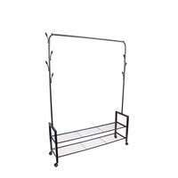 Επιδαπέδια Κρεμάστρα με 2 Ράφια και Τροχούς για Ρούχα MODERNHOME GH-203