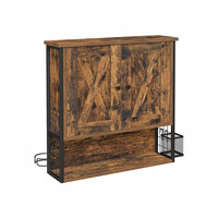 VASAGLE Επιτοίχιο Ντουλάπι Τοίχου Μπάνιου με Θήκη για Πιστολάκι Μαλλιών, Ρυθμιζόμενα Ράφια και Διπλές Πόρτες, Καφέ Μαύρο BBK123B01 