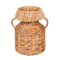 Ψάθινο Διακοσμητικό Καλάθι με Κρόσσια 22x22x30cm Natural Living 55396