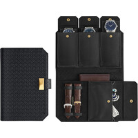 Φορητή Θήκη με Κουμπί για 3 Ρολόγια 2 x 14.5 x 4.5 cm Μαύρο JWB018B01 Songmics