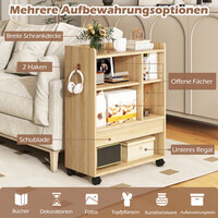 Costway  Πολυλειτουργικό Ντουλάπι Αποθήκευσης με Ρυθμιζόμενα Ράφια και Ρόδες 63,5 x 30 x 84,5 cm JV11954NA