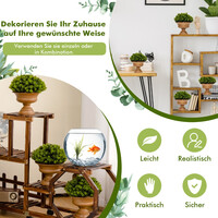 Costway Σετ 4 Τεχνητών Μίνι Φυτών σε Γλάστρες για Εσωτερικούς Χώρους με Vintage Γλαστράκια HZ10096GN-4