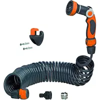 Επεκτεινόμενος Σπιράλ Σωλήνας Ποτίσματος 10m με Πιστόλι 8 Ροών & Βάση Στήριξης 02011989 GF Garden