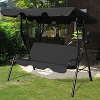 Costway  Τριθέσια κούνια κήπου με σκίαστρο Μαύρο 170 x 110 x 153 εκ. OP70491BK