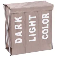 Πτυσσόμενο Μεταλλικό Καλάθι Απλύτων με 3 Υφασμάτινα Διαμερίσματα  64 x 38 x 62cm Taupe 02838449 Bakaji