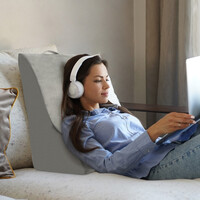 Costway Μαξιλάρι Ανάγνωσης για Κρεβάτι & Καναπέ με Πλενόμενο Κάλυμμα για Ανύψωση Ποδιών Γκρι HU10594HS