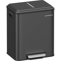 SONGMICS Διπλός Κάδος Απορριμμάτων Κουζίνας 30L από Ανοξείδωτο Ατσάλι με Αθόρυβο Κλείσιμο 41.7x33.2x49.4cm LTB544B02