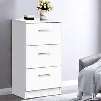 Costway Κομοδίνο με 3 Συρτάρια 38 x 67 x 35cm Λευκό/Μαύρο-Λευκό HW61149WH
