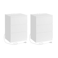 VASAGLE Κομοδίνο 40x35x59cm με Πρίζα και USB Θύρες σε Λευκό Χρώμα LET831W14V1