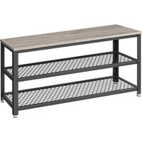 VASAGLE Παπουτσοθήκη Γκριζο-Μαύρη με Μεταλλικό Πλαίσιο και Ράφια 100x30x45εκ LBS078K01