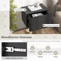 Costway Επιτοίχιο Κομοδίνο 42 x 30 x 28 cm με 2 Συρτάρια για Στερεούς Τοιχοποιίες HU10886GR