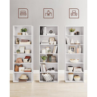 VASAGLE Λευκή Σκανδιναβική Βιβλιοθήκη με Ρυθμιζόμενα Ράφια 60x24x179 εκ. LBC169T14