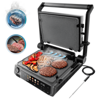 Cecotec Ηλεκτρική Γκριλιέρα Rock'nGrill 2000 Smash PerfectCook 2000W με Αφαιρούμενες Πλάκες και με αισθητήρα θερμοκρασίας, τεχνολογία smokeless, λειτουργία smash, αφαιρούμενες και αναστρέψιμες πλάκες RockStone κατάλληλες για πλυντήριο πιάτων και άνοιγμα