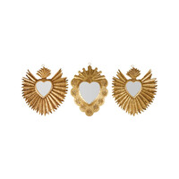 Σετ 3 Καθρεφτών Μεταλλικών 'Exvoto' σε Χρυσό, Ασημί και Χαλκό - 20 x 20cm 36683 Ostaria