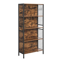 Μεταλλική Βιβλιοθήκη με 4 Ράφια και 4 Άγκιστρα 74 x 30 x 155 cm VASAGLE LBC023KD01