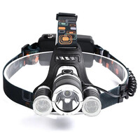 Explorer Beam - Φακός Κεφαλής Τρίφωτος LED Επαναφορτιζόμενος Μαύρος Πλαστικό - Μεταλλικό Ρυθμιζόμενος με 2 x 18650 Μπαταρίες - Ψυχρό Λευκό 6000K