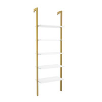 Επιτοίχια Μεταλλική Ραφιέρα Σκάλα με 5 Ξύλινα Ράφια 61 x 30 x 183 cm Costway JV11132GD