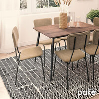 Καρέκλα Tania pakoworld ύφασμα μπεζ antique-μαύρο πόδι 4 τμχ