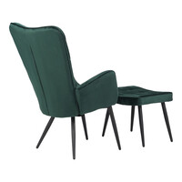 Πολυθρόνα με υποπόδιο Dorita pakoworld βελούδο κυπαρισσί-πόδι μαύρο μέταλλο 68.5x76x103εκ