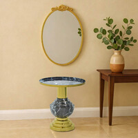 Βοηθητικό τραπέζι Cogent Inart pakoworld μαύρο-χρυσό μέταλλο Φ46x50εκ