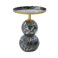 Βοηθητικό τραπέζι Dearest Inart μαυρο μαρμάρου-χρυσό μέταλλο Φ41x57εκ