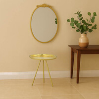 Βοηθητικό τραπέζι Jacksie Inart γκρι-χρυσό μέταλλο Φ41x43.5εκ