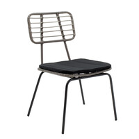 Τραπεζαρία Naoki - Kliton σετ 3τεμ pakoworld ανθρακί αλουμίνιο και μέταλλο σε μαύρη απόχρωση 80x80x74εκ