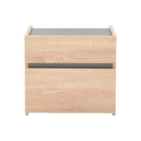 Κομοδίνο Comcie pakoworld σε φυσικό με γκρι απόχρωση 50x42x45.5εκ