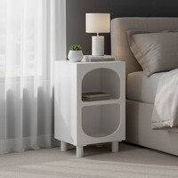 Κομοδίνο Emersi pakoworld MDF σε λευκή απόχρωση 40x32x70εκ