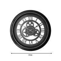 Ρολόι τοίχου Ferm Inart σε μαύρη αντικέ και χρυσή απόχρωση Φ61x6εκ