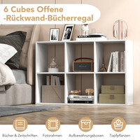 Costway Ράφι Βιβλιοθήκης με 6 Θέσεις Λευκό για Καθιστικό CB10763WH