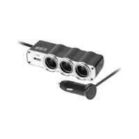 PY-CHR0010 . Splitter αναπτήρα αυτοκινήτου 1 σε 3 με καλώδιο και 1x USB Peiying