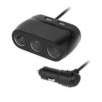 PY-CHR0012 . Splitter αναπτήρα αυτοκινήτου 1 σε 3 με καλώδιο και 2x USB Peiying
