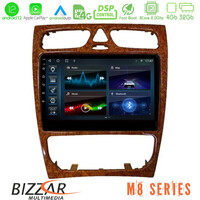 Bizzar m8 Series Mercedes c Class (W203) 8core Android12 4+32gb Navigation Multimedia 9 (Wooden Style) u-m8-Mb0925w