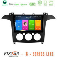 Bizzar c Series Lite 4core Android14 2+32gb  Ford s-max 2006-2008 (Manual A/c) Navigation Multimedia Tablet 9" u-c-Fd408