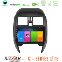 Bizzar c Series Lite 4core Android14 2+32gb  Nissan Micra 2013-2016 Navigation Multimedia Tablet 9" u-c-Ns1065