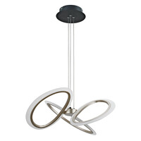 POWERTECH LED φωτιστικό οροφής HLL-0205, 40W, 4000K, Φ53x120cm, οπάλ χρυσό/μαύρο