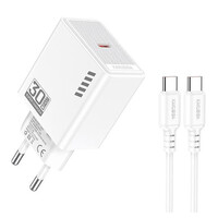KAKUSIGA φορτιστής τοίχου KSC-1242 με καλώδιο USB-C, USB-C, 30W, λευκός