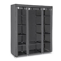 Φορητή Υφασμάτινη Ντουλάπα με Μεταλλικό Σκελετό 175 x 150 x 45 cm Χρώματος Γκρι Songmics LSF03G