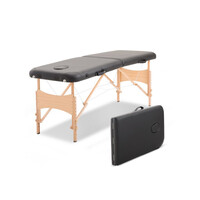 Φορητό Ξύλινο Αναδιπλούμενο Επαγγελματικό Κρεβάτι - Κλίνη Μασάζ Φυσικοθεραπείας 2 Ζωνών Χρώματος Μαύρο HOMCOM 5550-3291