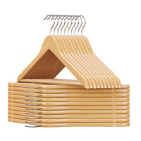 Σετ Ξύλινες Κρεμάστρες Ρούχων 20 τμχ Χρώματος Καφέ Ανοιχτό Songmics CRW001-20