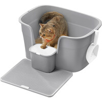 Λεκάνη Απορριμμάτων για Γάτες 64 x 44 x 33 cm Γκρι PPT003G01 Feandrea